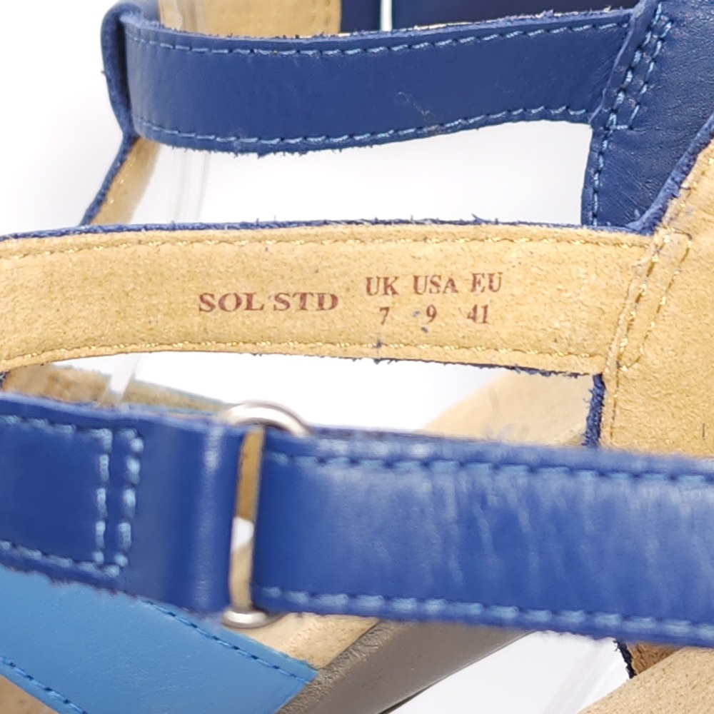 Hotter Soli Women's Leather Gladiator Sandals STD Aquatic Blue & White Size 9 - Picture 16 of 16